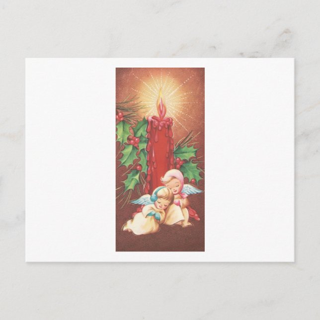 Vintag Candle Lit Angels Postkarte (Vorderseite)