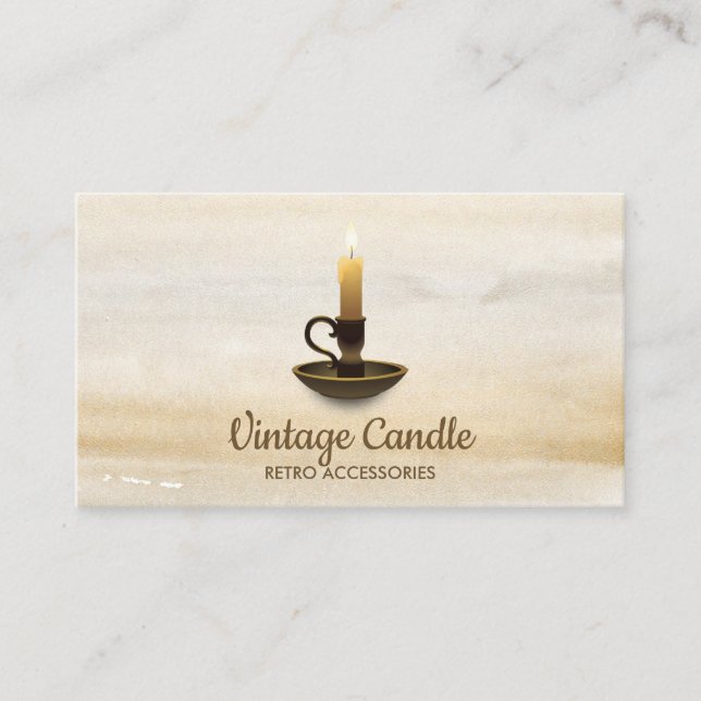 Vintag Candle Watercolor Boho Visitenkarte (Vorderseite)