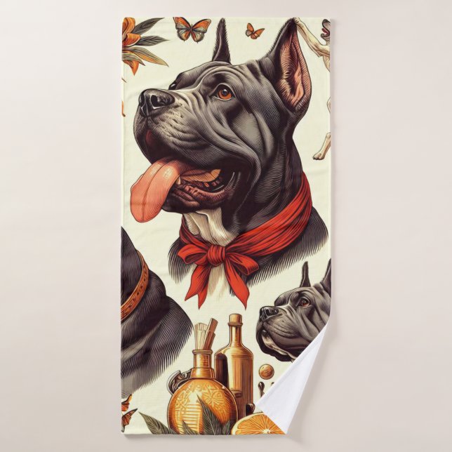 Vintag Cane Corso Illustration Badehandtuch (Badehandtuch)
