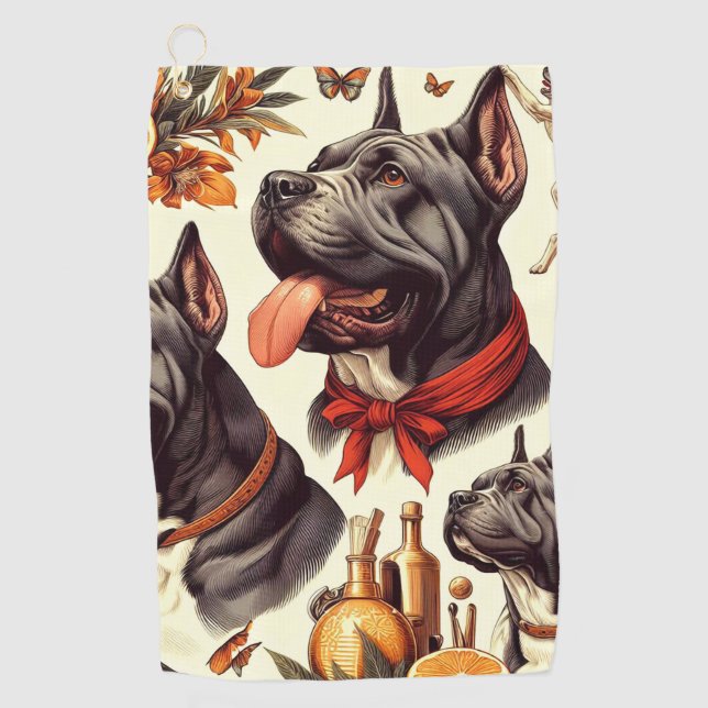 Vintag Cane Corso Illustration Golfhandtuch (Vorderseite)
