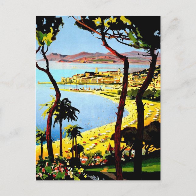 Vintag Cannes France Winter Travel Postcard Postkarte (Vorderseite)