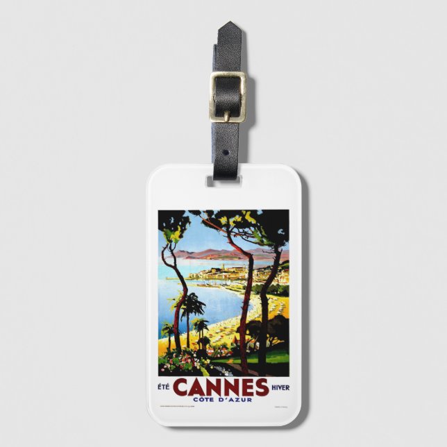 Vintag Cannes Frankreich Winterreise Gepäckanhänger (Vorderseite Vertikal)