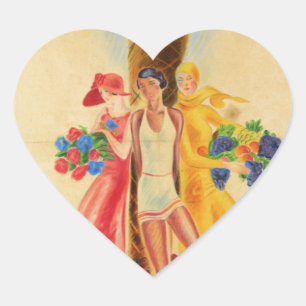 Vintag Cannes French Travel Herz-Aufkleber