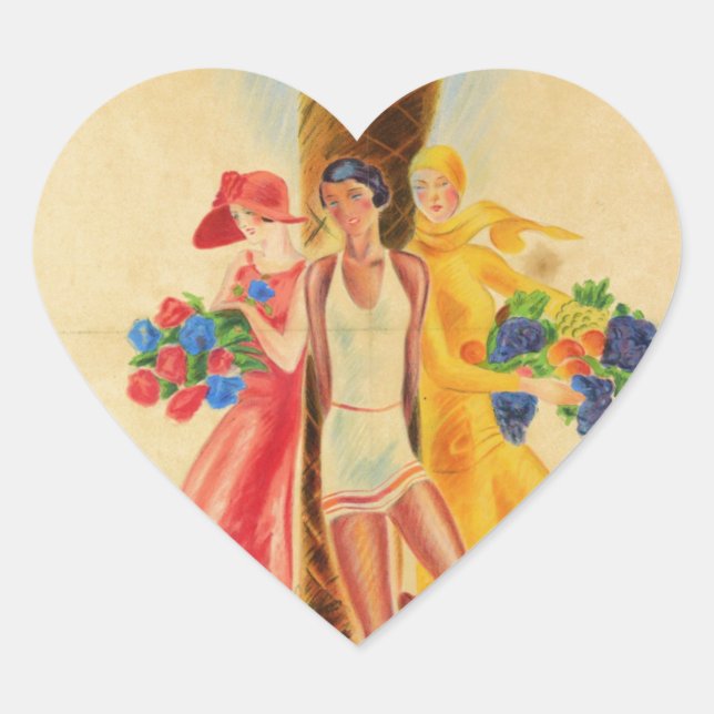 Vintag Cannes French Travel Herz-Aufkleber (Vorderseite)