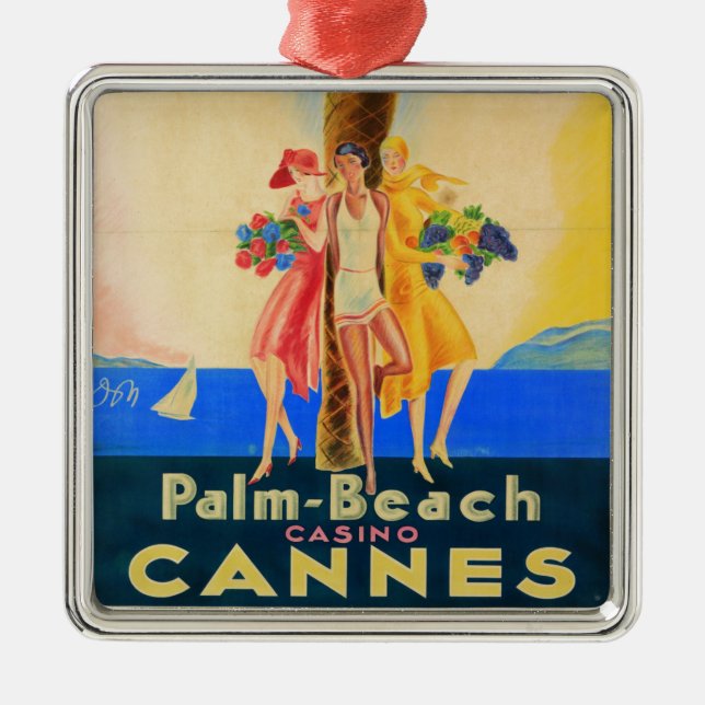 Vintag Cannes French Travel Silbernes Ornament (Vorne)