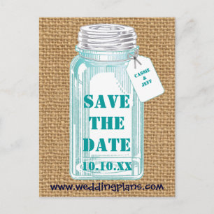Vintag Canning Jar WIth Burlap Ankündigungspostkarte