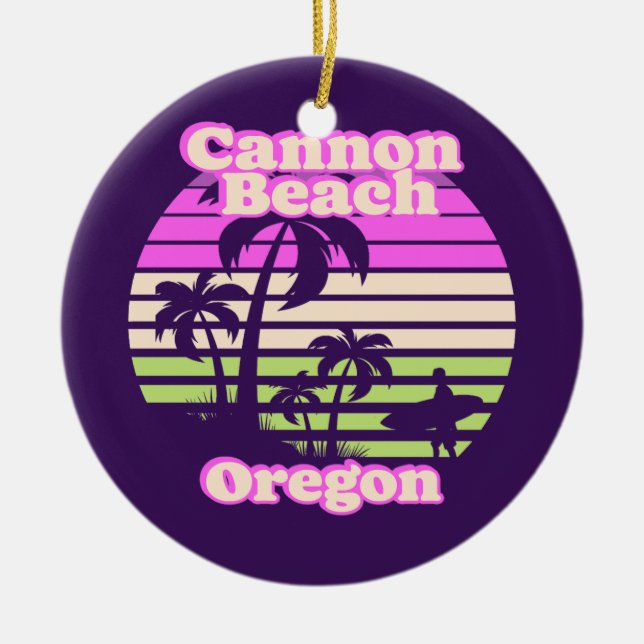 Vintag Cannon Beach Oregon Keramik Ornament (Vorne)