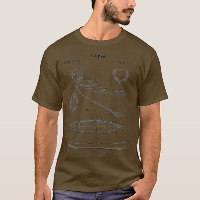 Vintag Canoe Blueprint Canoeing River Kayak T-Shirt (Vorderseite)