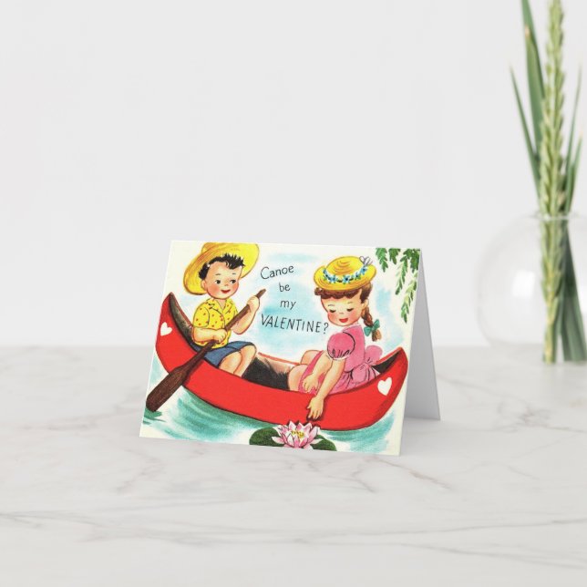 Vintag Canoe Valentine Karte (Vorderseite)
