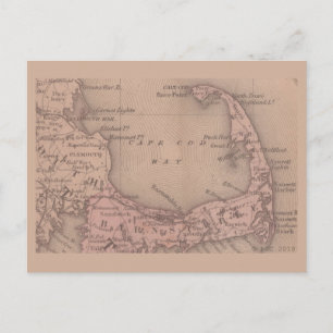 Vintag Cape Cod Map Postkarte