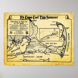 Vintag Cape Cod Travel Ad mit Map Print Poster