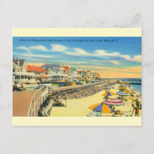 Vintag Cape May Beach und Boardwalk Postkarte
