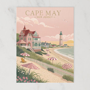 Vintag Cape May New Jersey Beach Postkarte