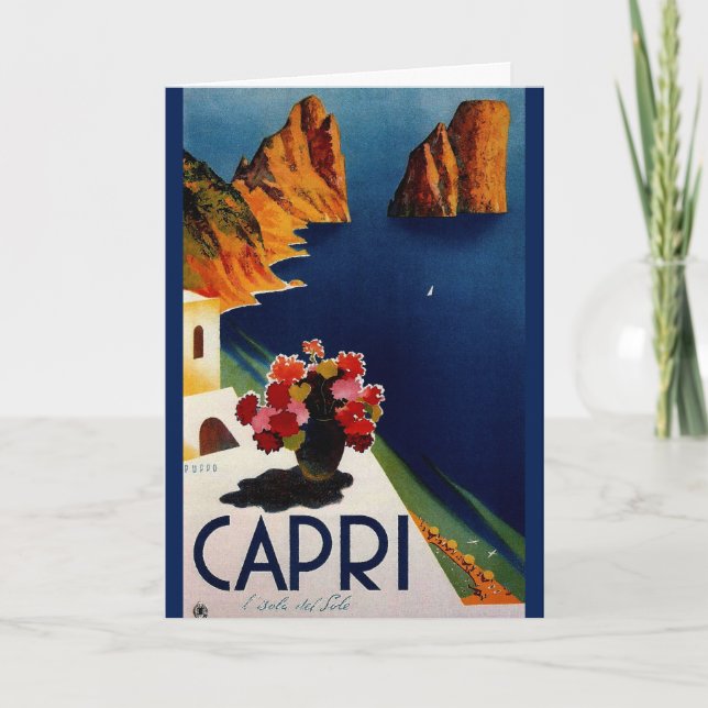 Vintag Capri Italien Reisen Karte (Vorderseite)