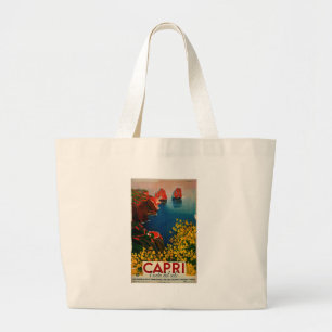 Vintag Capri L'Isola del Sole Italien Jumbo Stoffbeutel
