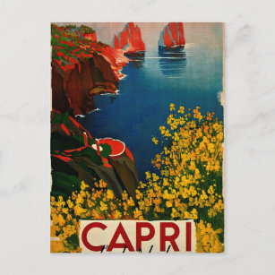Vintag Capri L'Isola del Sole Italien Postkarte
