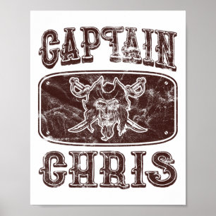 Vintag Captain Chris Personalisiert Pirate Pontoon Poster
