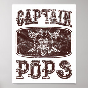 Vintag Captain Pops Personalisiert Pirate Pontoon  Poster