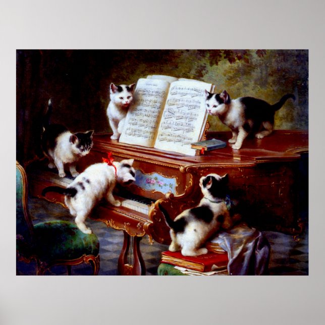 Vintag Carl Reichert Kittens Piano Poster (Vorne)