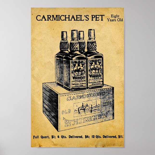 Vintag Carmichaels Pet Whiskey Print - Signatur Poster (Vorne)
