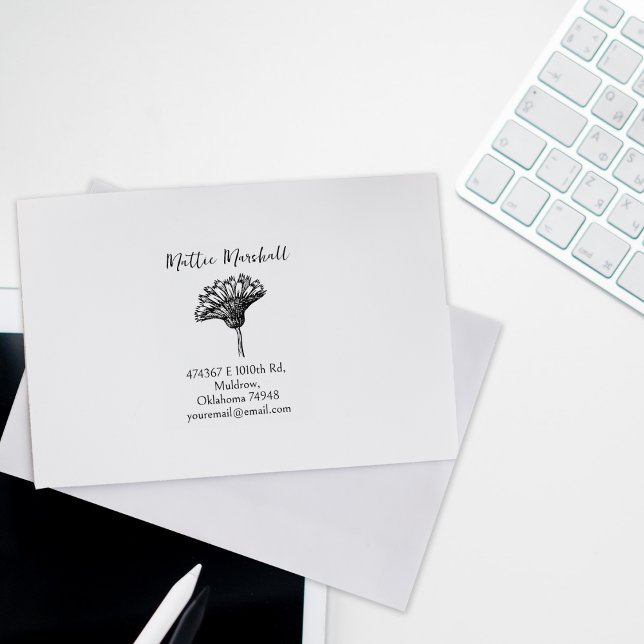 Vintag Carnation Blume Custom Rücksendeadresse Gummistempel (Von Creator hochgeladen)