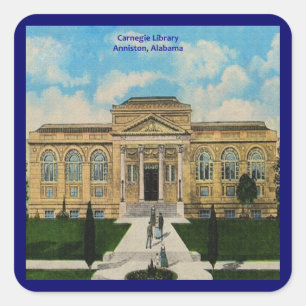 Vintag Carnegie Library Anniston Alabama Quadratischer Aufkleber