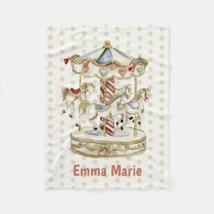 Vintag Carnival Karussell Pferde Baby Boy Girl Fleecedecke