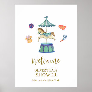 Vintag Carousel Carnival Baby Dusche Willkommen Poster