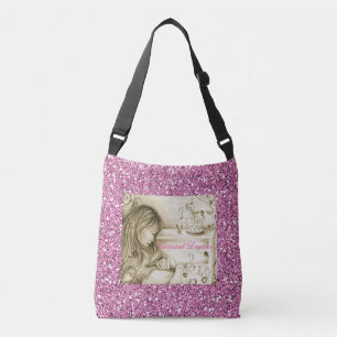 Vintag Carousel Dreams Pink Imitats Glitzer Tragetaschen Mit Langen Trägern