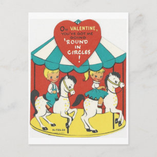 Vintag Carousel Valentine Feiertagspostkarte