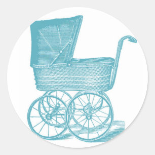 Vintag Carriage Baby Boy Shower Stickers
