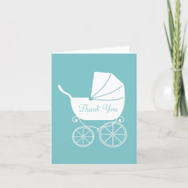 Vintag Carriage Baby Dusche Niedlich Blue Boy Dankeskarte