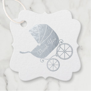 Vintag Carriage Baby Dusche Niedlich Blue Boy Geschenkanhänger