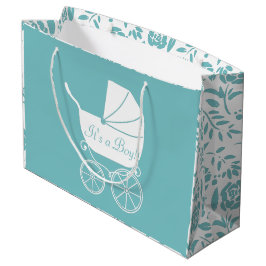 Vintag Carriage Baby Dusche Niedlich Blue Boy Große Geschenktüte