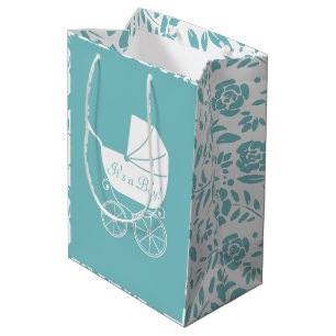 Vintag Carriage Baby Dusche Niedlich Blue Boy Mittlere Geschenktüte