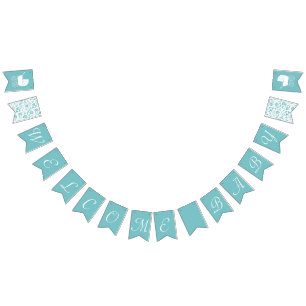Vintag Carriage Baby Dusche Niedlich Blue Boy Wimpelkette