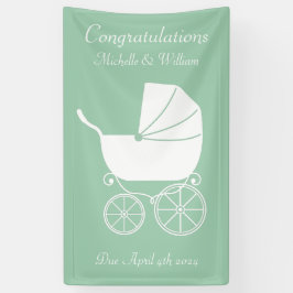 Vintag Carriage Baby Shower Green Gender Neutral Banner