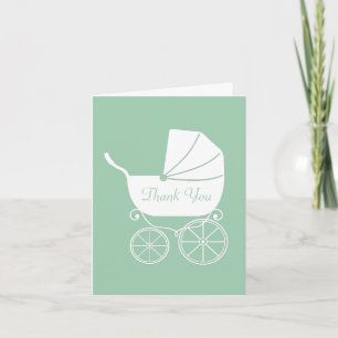 Vintag Carriage Baby Shower Green Gender Neutral Dankeskarte