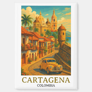 Vintag Cartagena Colombia Retro Art Magnet