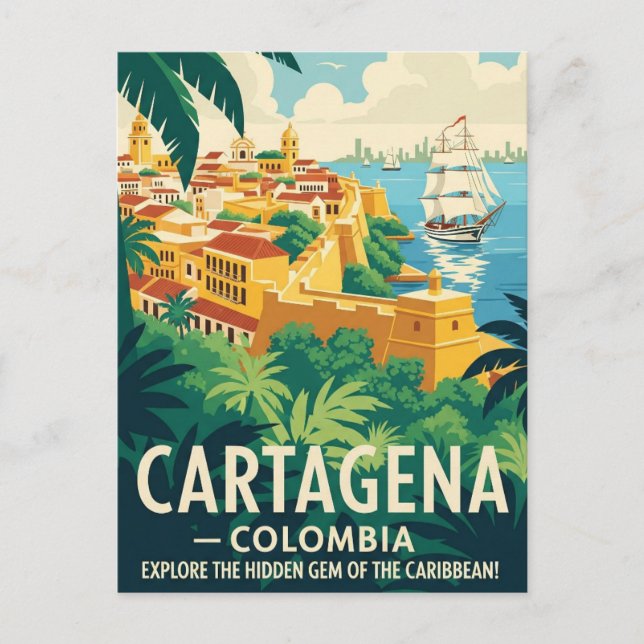 Vintag Cartagena Kolumbien Postkarte (Vorderseite)