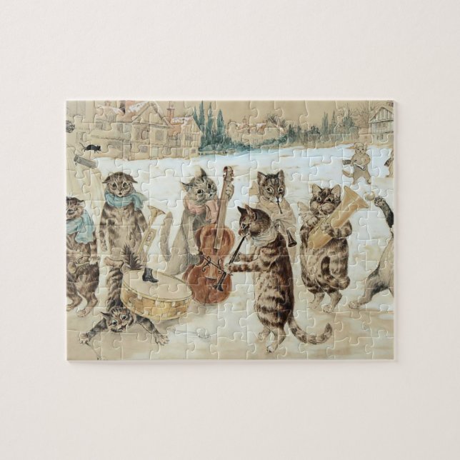 Vintag Cat Christmas Carol Louis Wain Art Puzzle (Horizontal)