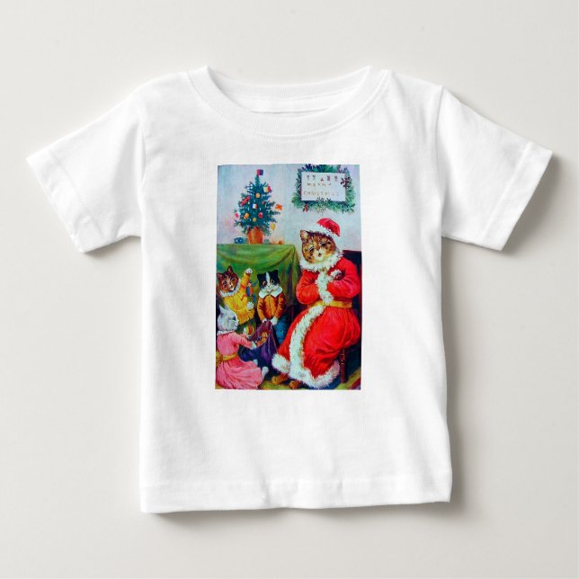 Vintag Cat Christmas, Louis Wain Baby T-shirt (Vorderseite)