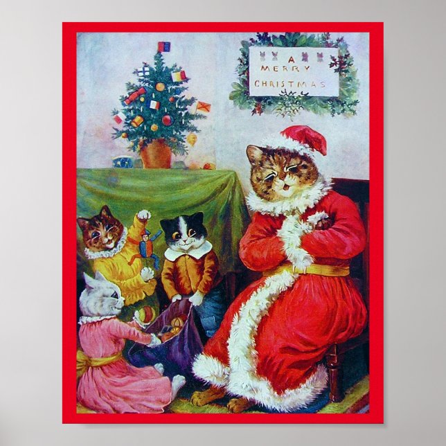 Vintag Cat Christmas, Louis Wain Poster (Vorne)
