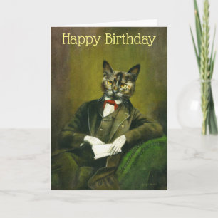 Vintag Cat Gentleman Birthday Card Dankeskarte