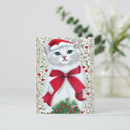 Vintag Cat Kitten Weihnachtskarte Feiertagskarte