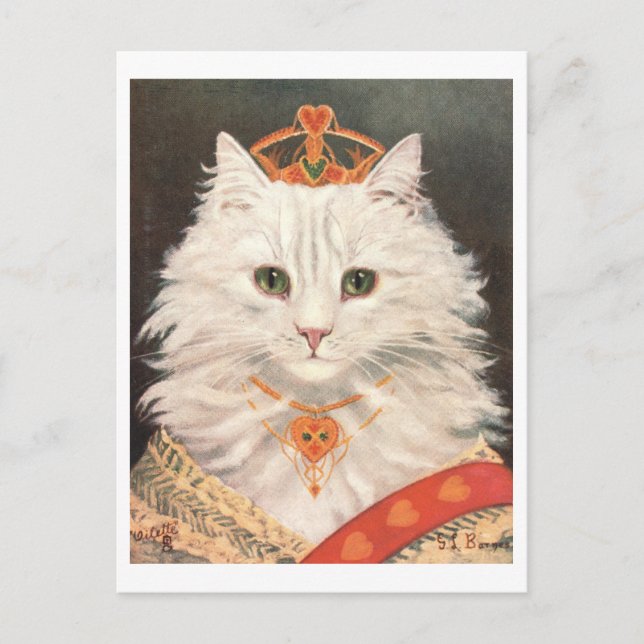 Vintag Cat Queen Postcard Postkarte (Vorderseite)
