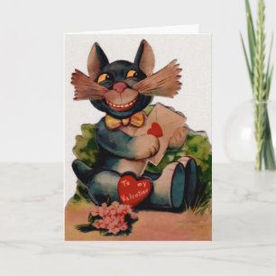 Vintag Cat Valentinstag Card Feiertagskarte