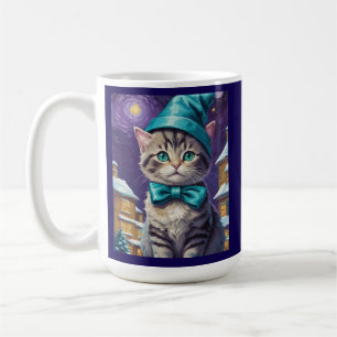 Vintag Cat Xmas Staright Kaffeetasse