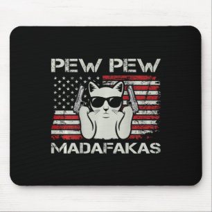 Vintag Cats Pew Pew Madafakas Usa Funny Cat Lover Mousepad