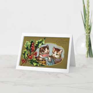 Vintag Cats Weihnachtskarte Feiertagskarte